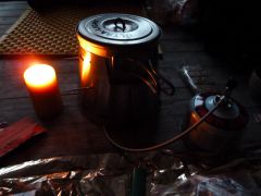 Mein Gas-Setup im Kerzenschein